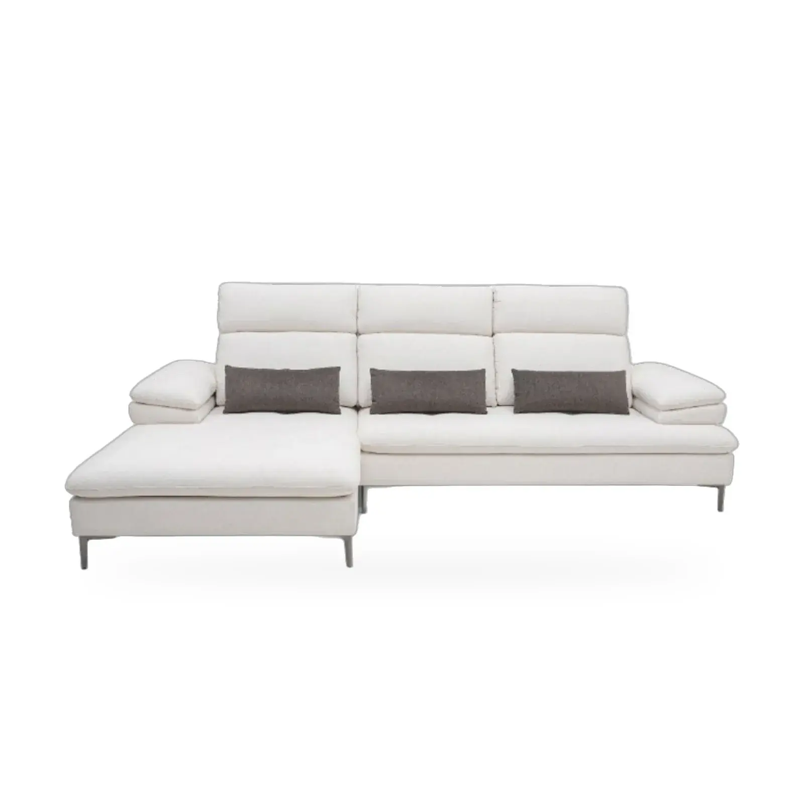 Fabric sofa with sliding arms