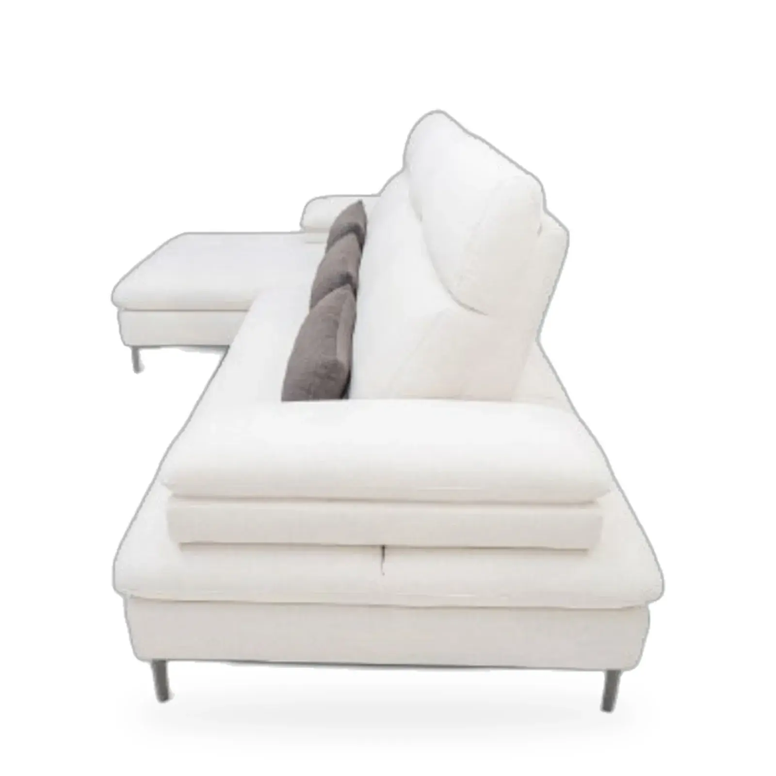 Fabric sofa with sliding arms